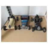 3) Vintage Metal Antique Replica Cars