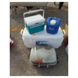 3) Coolers, Grill