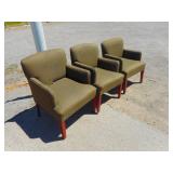 3) Olive Green Office Sitting Chairs