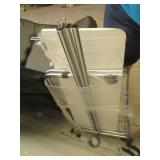 Metal And Wood Bench. White Rolling Cart.