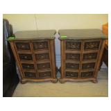 (2) Short Wood Ornate Cabinets With Granite Tops