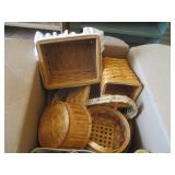 Box Of Assorted Baskets. Pillar Candle.