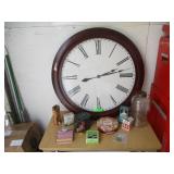 Large Wall Clock. Vintage Shoe Polish. Toothpick