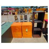 2) Wood Two Drawer File Cabinets, Stand