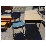 2) Blue Student Chairs & 2) Student Desks