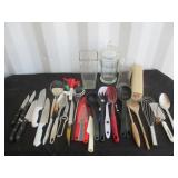 Glassware & Assortment Of Kitchen Utensils