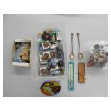 Assorted Medallions, Cufflinks, Pins, Spoons,