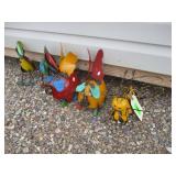 5) Piece Tin Yard Decor, Pigs With Wings, Birds