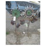 2) Metal / Rebar Yard Art Flowers