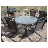 Glass Top Patio Table With 6) Patio Chairs