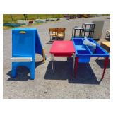 Easel/Chalkboard, Table, Sensory Table