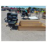 2) Black Office Chairs and Book Case