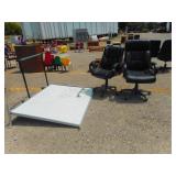 White Board, Rolling Stand, 2) Office Chairs