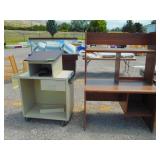 Metal Cart and Computer Desk
