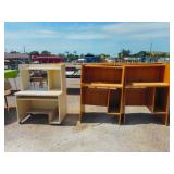 2) Oak Computer Privacy Stands, Computer Desk, &