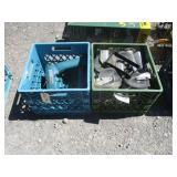 2) Crates With Contents, Large Caster Wheels,