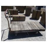 Old Hamilton Wood / Metal Rolling Cart
