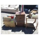 2) End Tables, Cookware, Floor Mats, Brooms