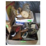 CDs, Log Wine Bottle Holder, Fishing Line, Shells