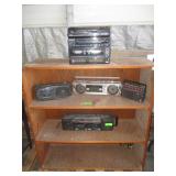 Wood Shelf With Contents, Yorx AM/FM, Cassete