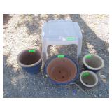 Small Patio Drink Table With 4) Planter Pots
