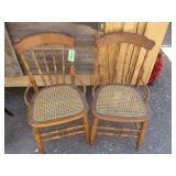 2) Vintage Wood Chairs With New Seat Webbing