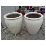 2) White Vietnamese Terracotta Glazed Pots