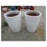 2) White Vietnamese Terracotta Glazed Pots