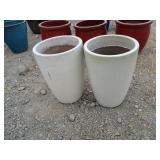 2) White Vietnamese Terracotta Glazed Pots