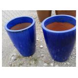2) Blue Vietnamese Terracotta Glazed Pots