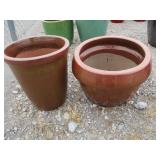 2) Brown Vietnamese Terracotta Glazed Pots