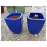 2) Blue Vietnamese Terracotta Glazed Pots