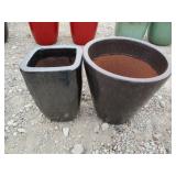 2) Grey Vietnamese Terracotta Glazed Pots