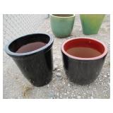 2) Black Vietnamese Terracotta Glazed Pots