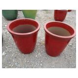 2) Red Vietnamese Terracotta Glazed Pots