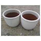 2) White Vietnamese Terracotta Glazed Pots