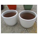 2) White Vietnamese Terracotta Glazed Pots