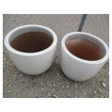 2) Whtie Vietnamese Terracotta Glazed Pots