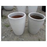2) White Vietnamese Terracotta Glazed Pots