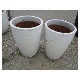 2) White Vietnamese Terracotta Glazed Pots