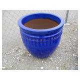 1) Blue Vietnamese Terracotta Glazed Pot