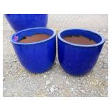 2) Blue Vietnamese Terracotta Glazed Pots