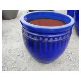 1) Blue Vietnamese Terracotta Glazed Pot