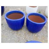 2) Blue Vietnamese Terracotta Glazed Pots