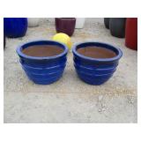 2) Blue Vietnamese Terracotta Glazed Pots