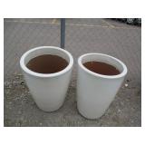2) White Vietnamese Terracotta Glazed Pots