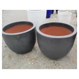 2) Grey Vietnamese Terracotta Glazed Pots