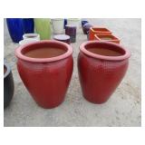 2) Red Vietnamese Terracotta Glazed Pots