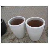 2) White Vietnamese Terracotta Glazed Pots