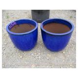 2) Blue Vietnamese Terracotta Glazed Pots
